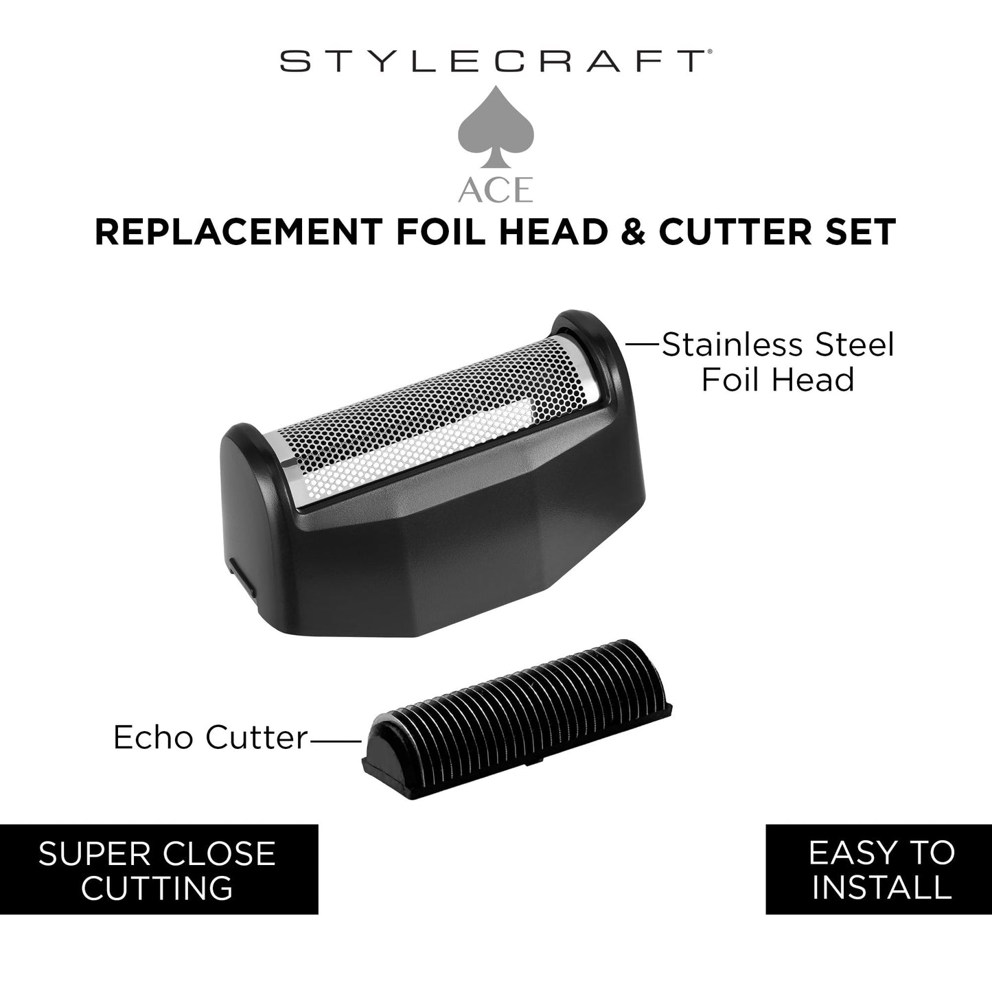 StyleCraft Ace Cordless Single Foil Shaver with Integrated Trimmer, USB-C Rechargeable Men's Foil Shaver with Powerful Rotary Motor