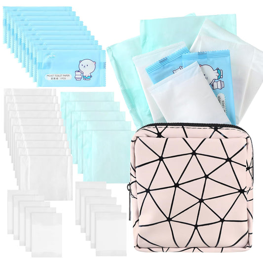 Tondiamo First Period Kit for 9-12 for School Menstrual Starter Kit Essentials for Tween Girls Gifts Box with Sanitary Pad Bag 25 Sanitary Napkins 10 Feminine Wipes