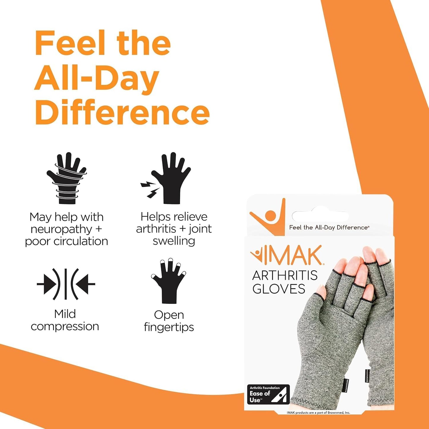 IMAK Compression Arthritis Gloves - Fingerless, Support for Joint Pain & Circulation, Unisex, Compression Gloves