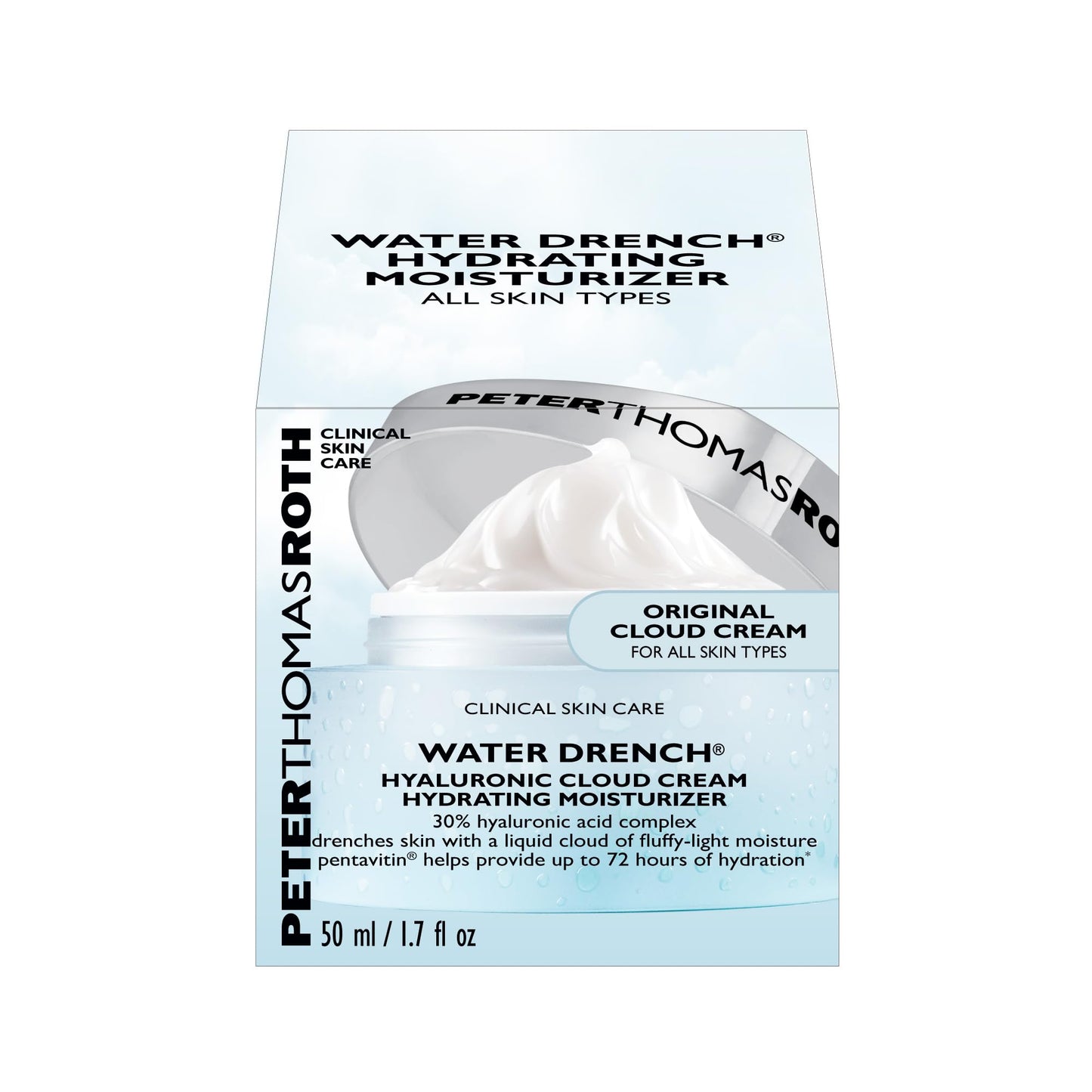 Peter Thomas Roth | Water Drench® Hyaluronic Cloud Cream | Hydrating Moisturizer for Face, Up to 72 Hours of Hydration for More Youthful-Looking Skin, Fragrance Free