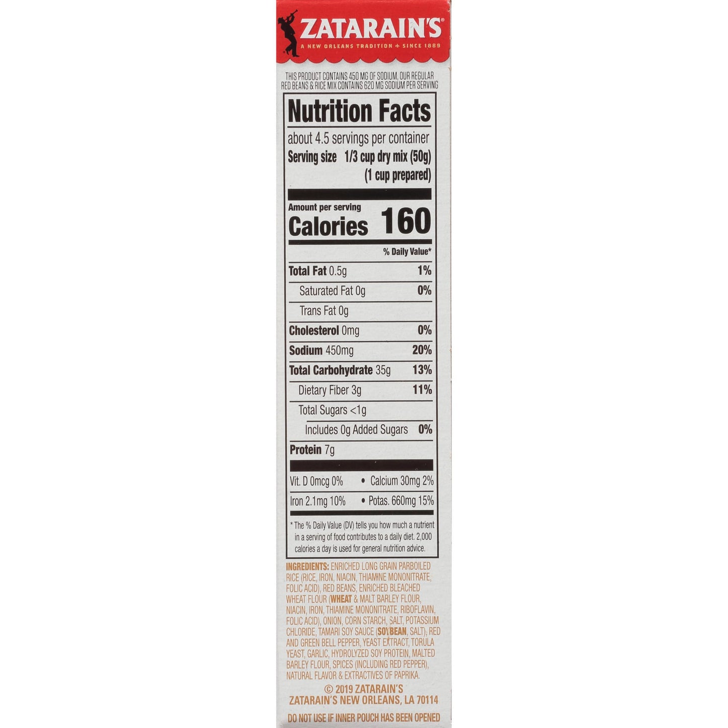 Zatarain's Reduced Sodium Red Beans & Rice Mix, 8 oz (Pack of 8)