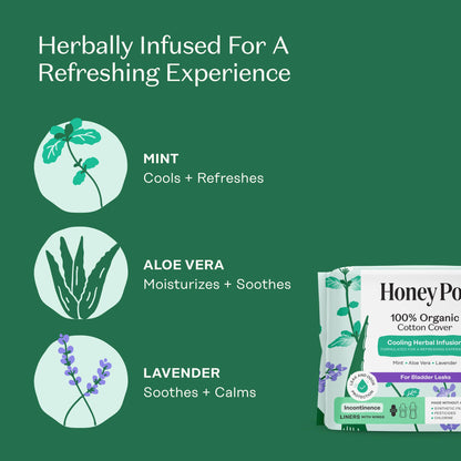 The Honey Pot Company - Herbal Panty Liners for Women - Organic Incontinence w/Wings - Infused w/Essential Oils for Cooling Effect - Postpartum Essentials - Feminine Care - 20ct