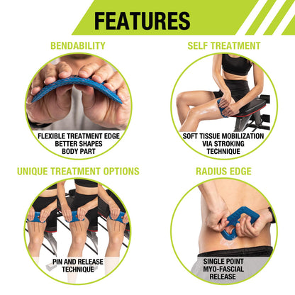 Pro-Tec Athletics FlexEdge Soft Tissue Mobilizer, Increases Range of Motion, Reduces Muscle Knots, Fascia Separation, Bendable Design for Controlled Manipulation, Recommended with Massage Cream