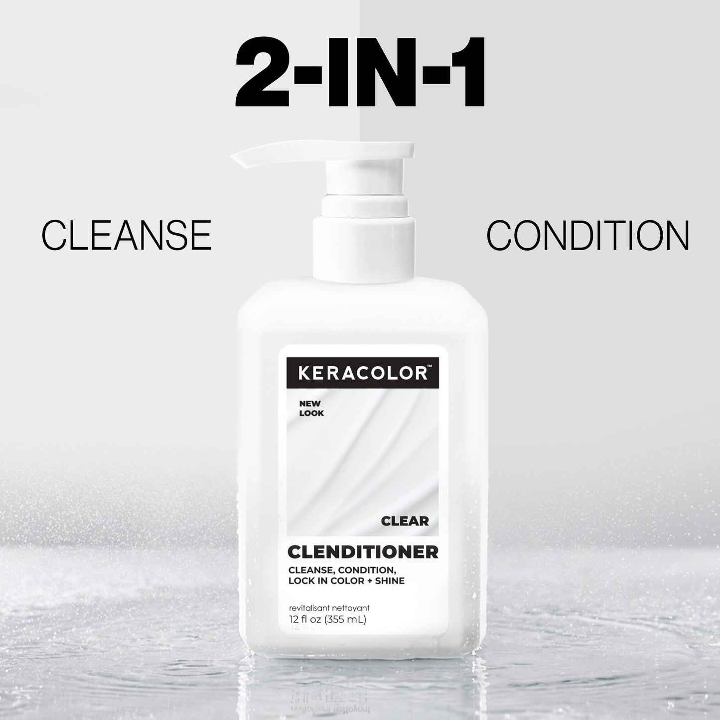Keracolor Clenditioner Cleansing Conditioner, Clear, Color Protecting Keratin-Infused Co-Wash, Prevents Fade, 2 Sizes