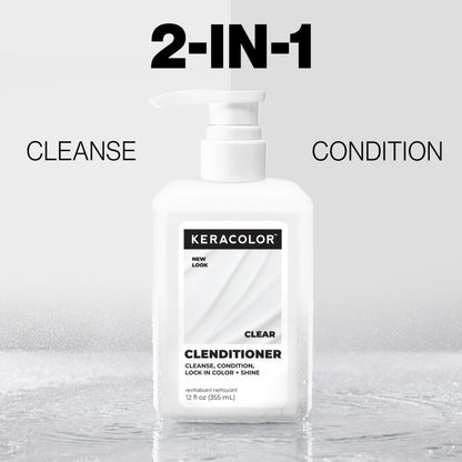 Keracolor Clenditioner Cleansing Conditioner, Clear, Color Protecting Keratin-Infused Co-Wash, Prevents Fade, 2 Sizes