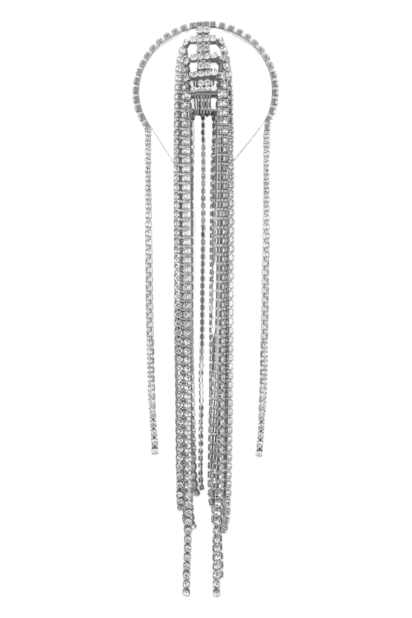 AREA Crystal Fringe Headband Silver