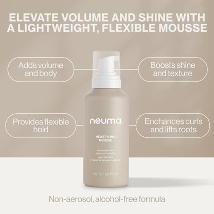 Neuma Neu Styling Hair Mousse 6.6 Fl. Oz. Mousse for Hair Volume with Lavender, Mandarin & Vanilla Scent