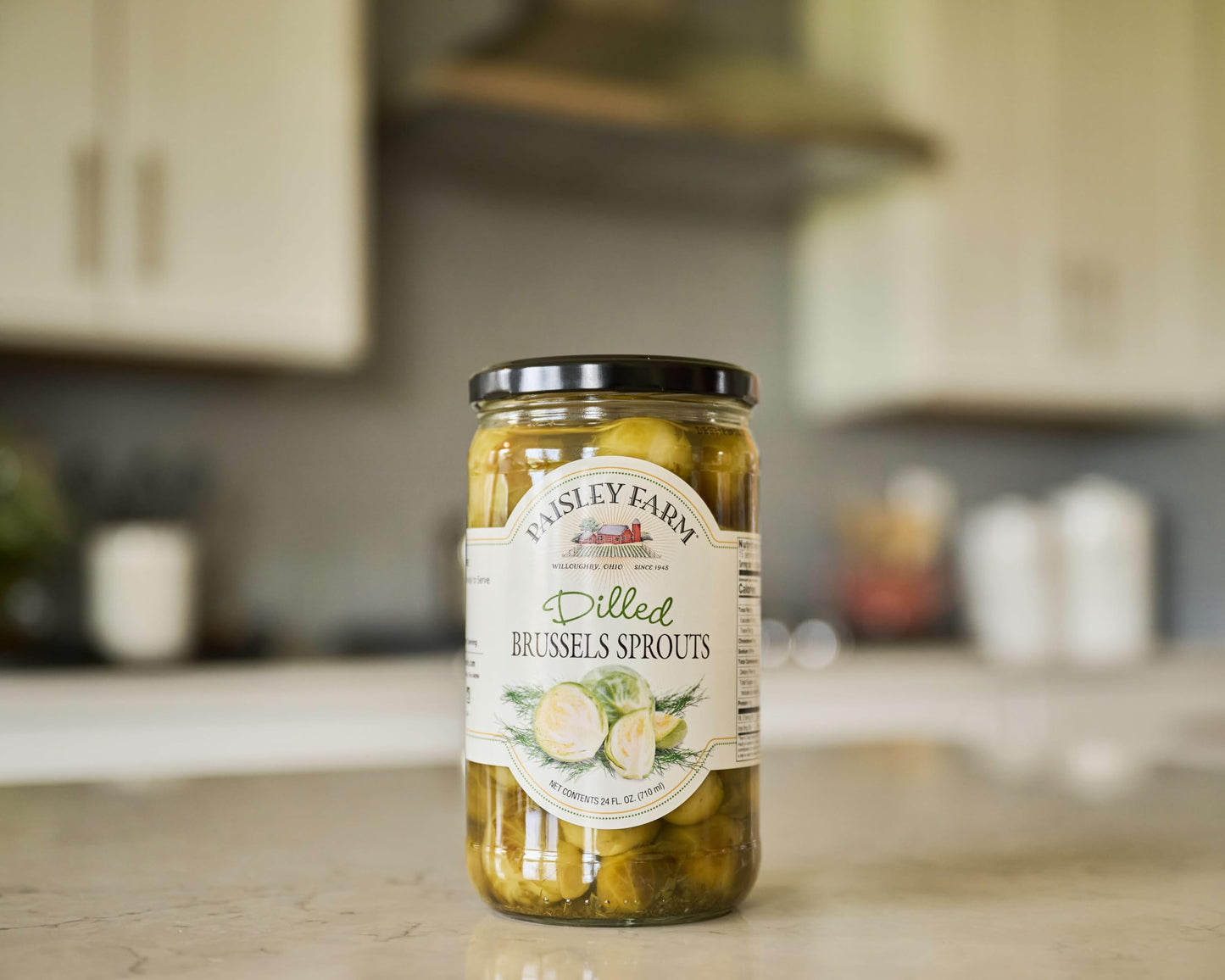Paisley Farm Dilled Brussels Sprouts, 24oz Jars – 6 Pack | All-Natural Pickled Veggies, Crisp & Tangy