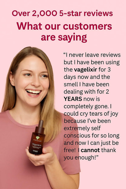 Vagelixir Yoni Elixir – Restores pH Balance, Deodorizes & Moisturizes, Prebiotic, Organic Herbal Soothing Blend for Sensitive Vaginal Care, Toxin-Free Formula. EST. 2015