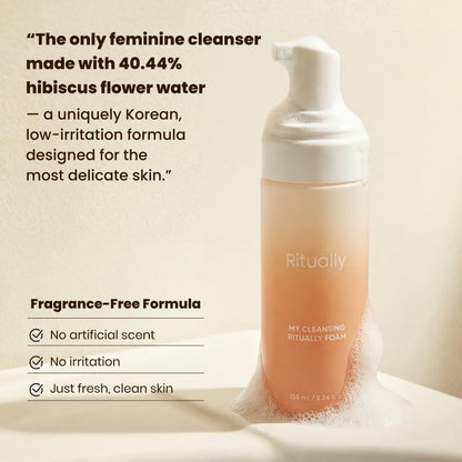 pH-Balanced Feminine Foam Wash – Sensitive Skin Intimate Wash, Hydrating K-Beauty Vulva Cleanser with Hibiscus & Cica, Fragrance-Free Daily Cleanser, 5.24 oz