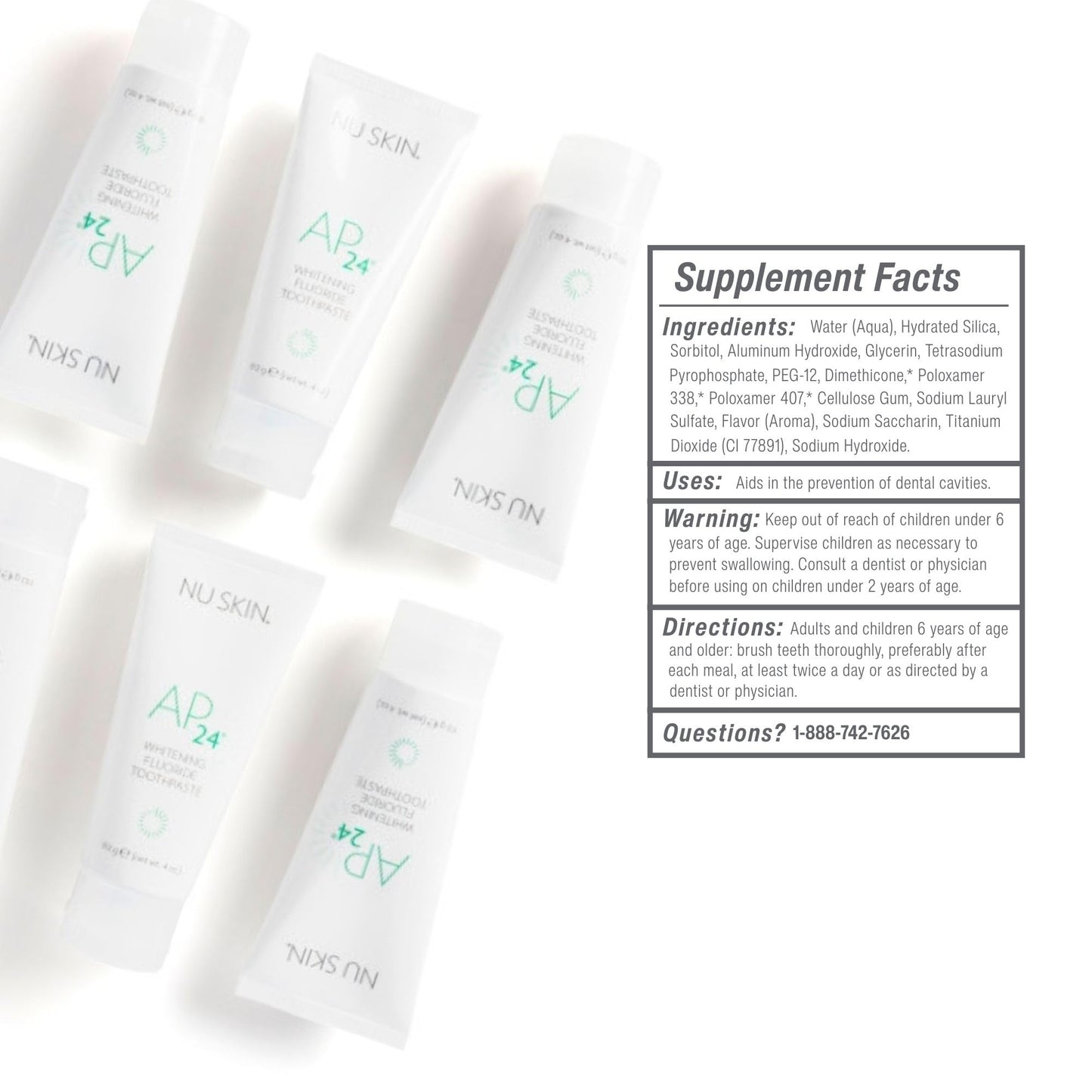 Nu Skin AP 24 Whitening Fluoride - Free Toothpaste | AP 24 Blend | Vanilla Mint Flavor | Brightens Teeth | Removes Surface Stains | Prevents Dental Cavities & Plaque | Enamel-Safe | 4 oz | 1 Pack