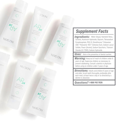 Nu Skin AP 24 Whitening Fluoride - Free Toothpaste | AP 24 Blend | Vanilla Mint Flavor | Brightens Teeth | Removes Surface Stains | Prevents Dental Cavities & Plaque | Enamel-Safe | 4 oz | 1 Pack
