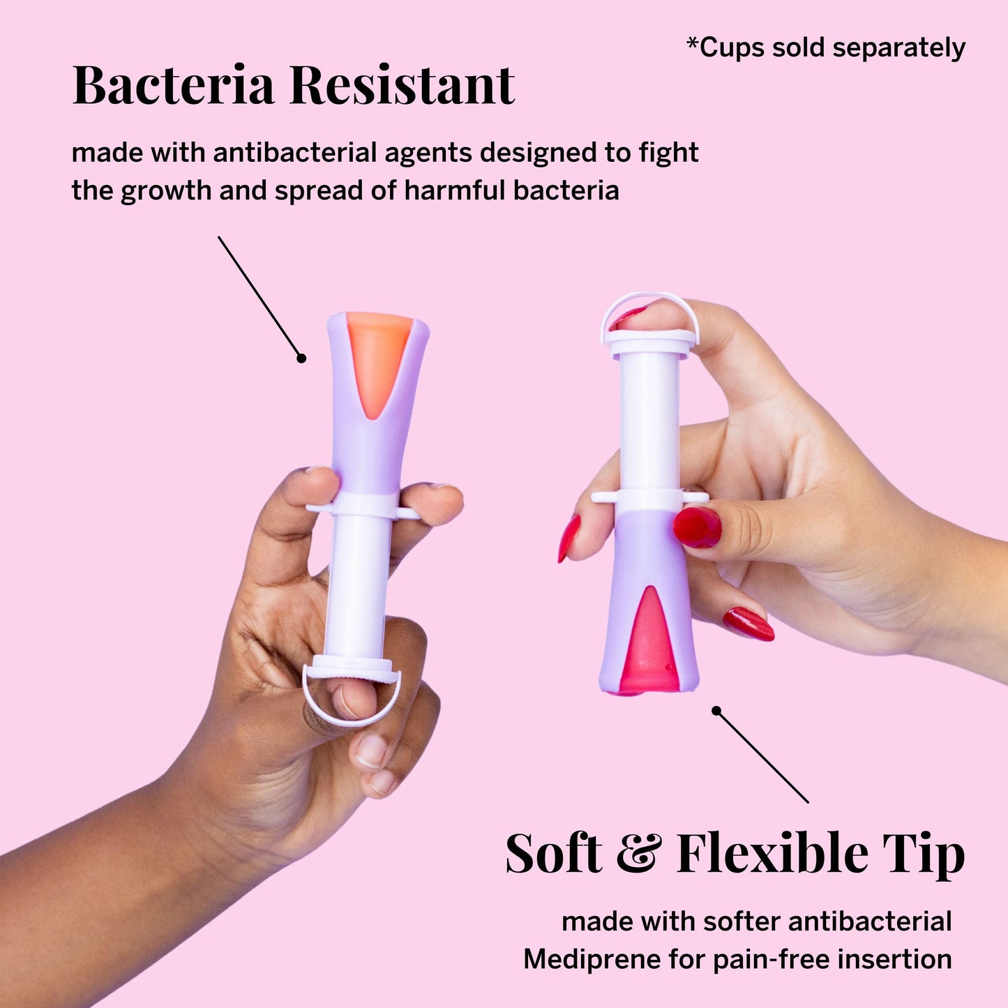Pixie Menstrual Cup Applicator - Inserts Like A Tampon - Every Woman Can Now Use Period Cups - Perfect for Long Nails - Self Sanitizer TPE Properties - Travel Case (Cup Applicator)