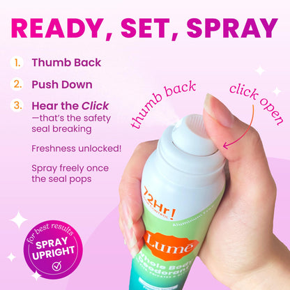 Lume Invisible Spray Deodorant For Women - Whole Body Deodorant Spray - 72 Hr Odor Control - Ozone Friendly, Natural Propellant - Aluminum & Baking Soda Free, Skin Loving - 3.6 ounce (Unscented)