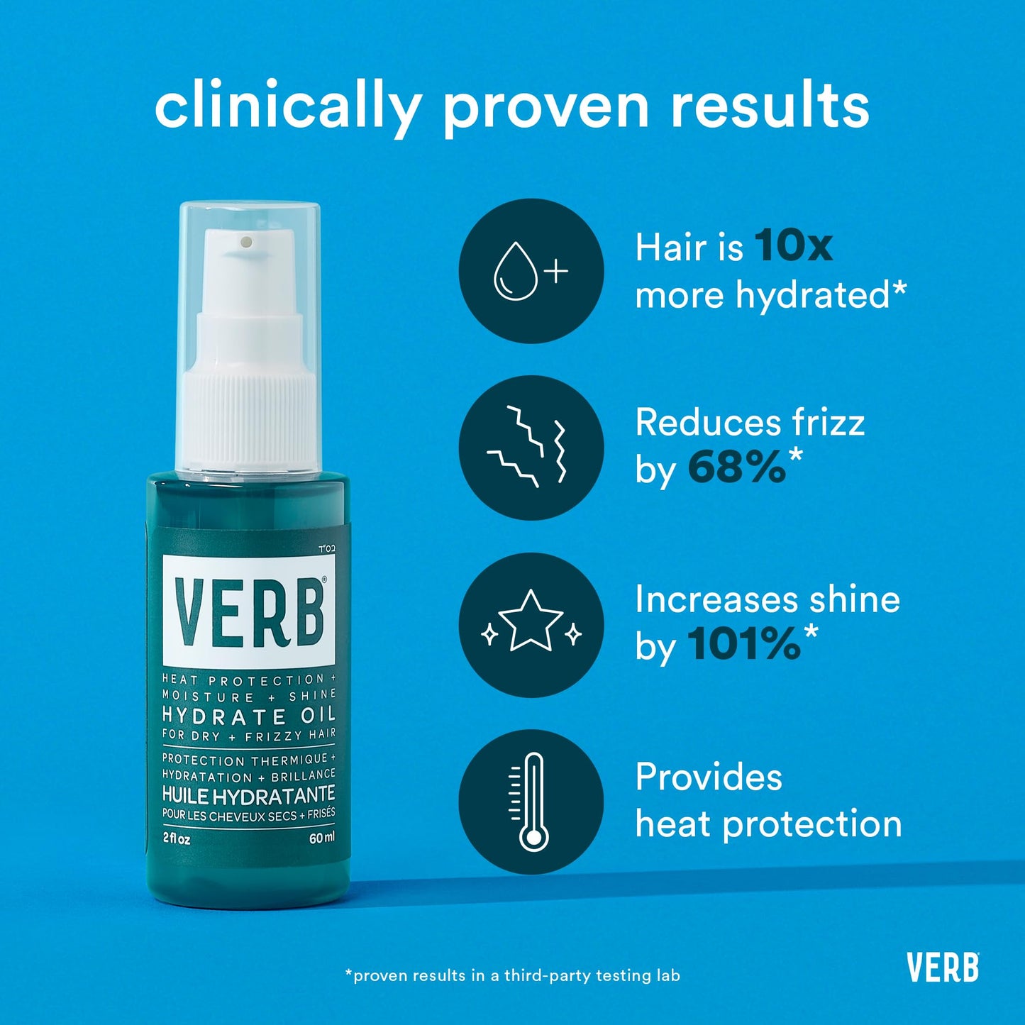 VERB Hydrate Oil - Add Moisture -Increases Shine - Smooth Frizz - Heat Protection for Dry + Frizzy Hair - Amber + Warm Jasmine Scent