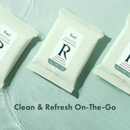 Rael Bundle - Flushable Feminine Wipes (10 Count, Pack of 2) and Organic Cotton Cover Pads Extra Long Overnight (12 Count)