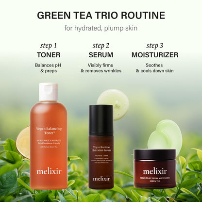 Melixir Vegan Bamboo Hydration Serum, Moisturizing Face Serum for Sensitive & Acne-Prone Skin, Hyaluronic Acid & Centella Asiatica, Improves Skin Texture & Wrinkles, Daily Korean Skincare (1.7 fl.oz.)