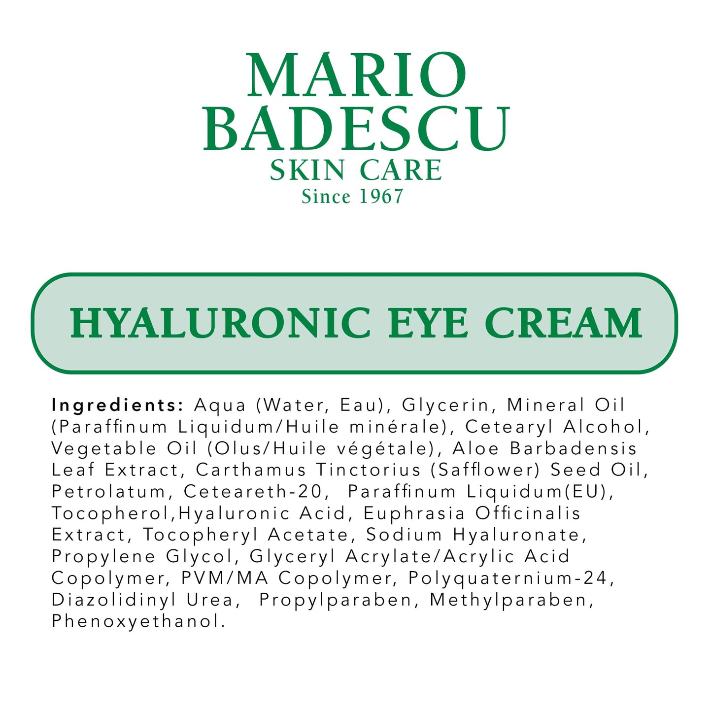 Mario Badescu Eye Cream for Dark Circles and Puffiness – Hyaluronic, Caffeine or Glycolic – Hydrating, Firming and Anti Aging Overnight Under Eye Care Treatment for Fine Lines and Wrinkles
