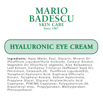 Mario Badescu Eye Cream for Dark Circles and Puffiness – Hyaluronic, Caffeine or Glycolic – Hydrating, Firming and Anti Aging Overnight Under Eye Care Treatment for Fine Lines and Wrinkles