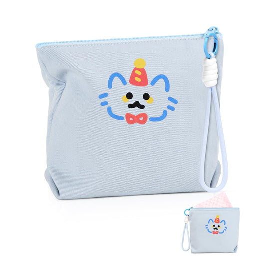 Canvas Period Pouch Soft First Period Kit Bag Small Discreet Menstrual Cup Pad Pouch Cute Sanitary Napkin Storage Bag Tampon Holder Multi-purpose Feminine Bag Blue