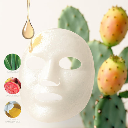 STARSKIN Orglamic Pink Cactus 2-Step Sheet Mask 1x25g, Hydrating & Firming Face Mask for all Skin Types, Revitalizing and Nourishing with Tumeric and Camellia Oil, K Beauty Skincare
