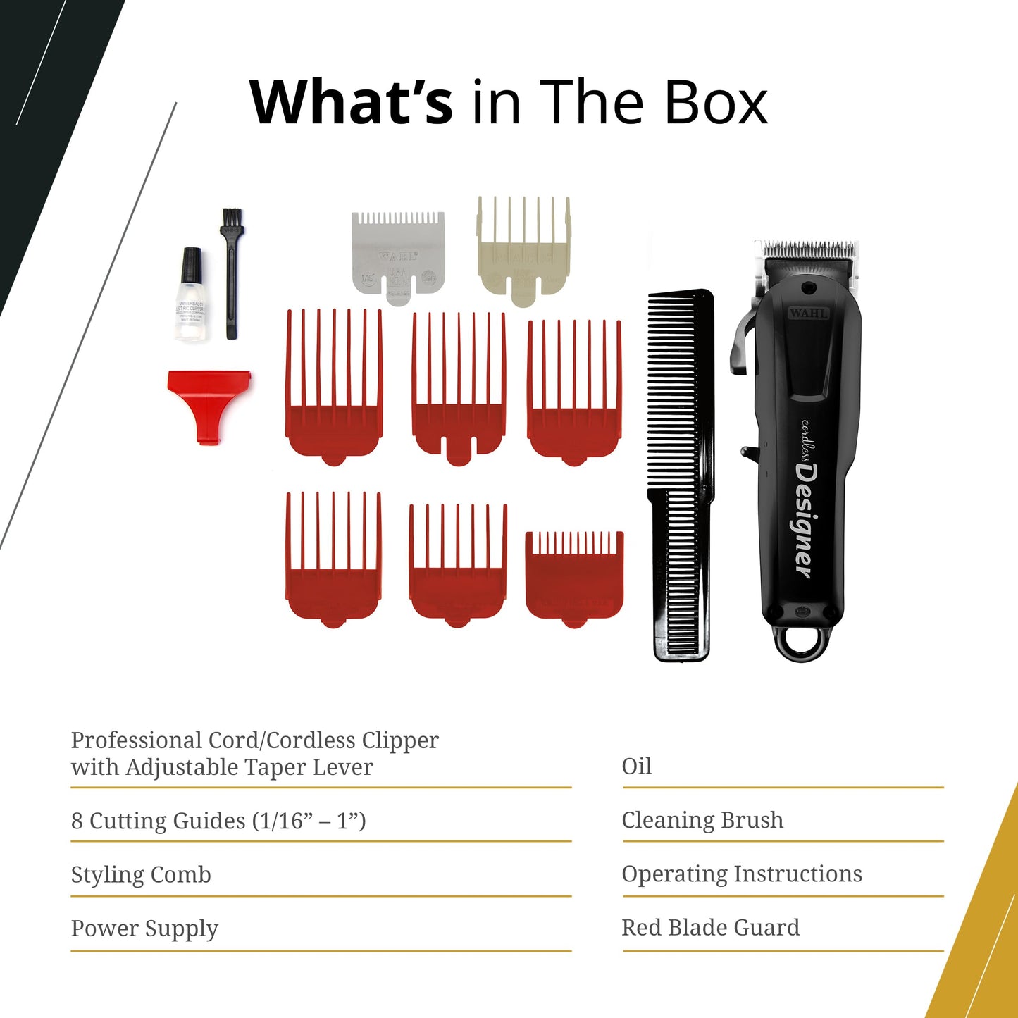 Wahl Professional Cordless Designer Clipper, Powerful Rotary Motor, Lithium-Ion Battery with 100-Minute Run Time