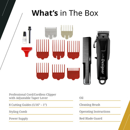 Wahl Professional Cordless Designer Clipper, Powerful Rotary Motor, Lithium-Ion Battery with 100-Minute Run Time