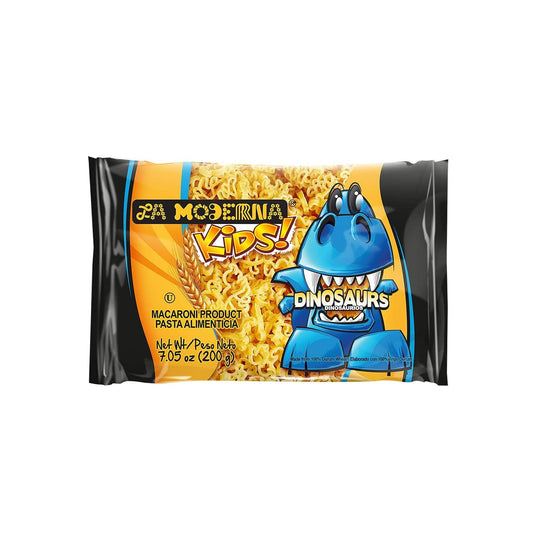 LA MODERNA, Kids Dinosaur Pasta, 7.05 oz (Pack of 1) - Made with Durum Wheat Semolina | Fun Shapes for Kids | Enriched with Iron & B Vitamins | Non-GMO | Kosher | Quick Family Meal