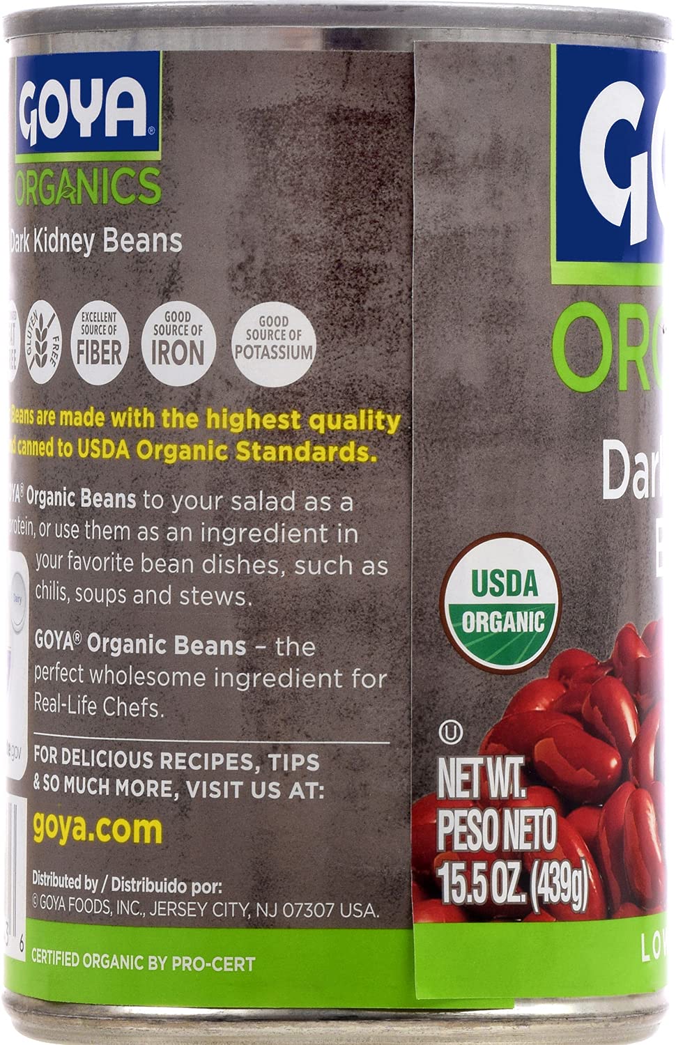 Goya Foods Organic Dark Red Kidney Beans, 15.5 Ounce (Pack of 2)