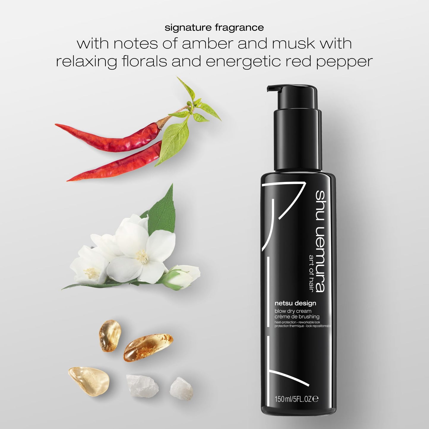shu uemura art of hair Netsu Design Blow Dry Cream - Styling Primer and Heat Protectant, Adds Volume and Smoothness, Medium Hold and Flexible Control, 5 Fl Oz