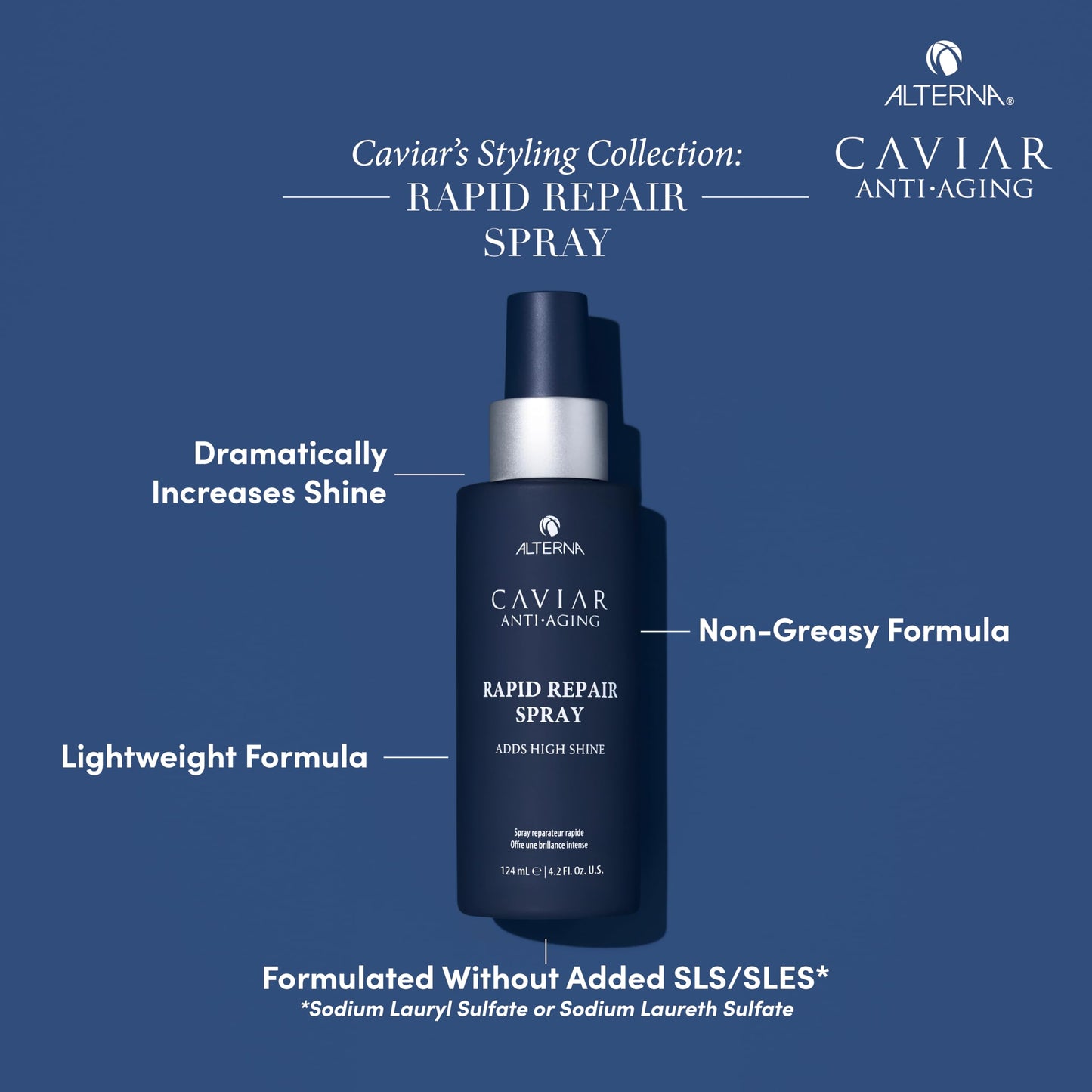 Alterna Haircare CAVIAR Anti-Aging Rapid Repair Spray 4.2 Fl Oz | Instant Shine and Humidity Protection Spray for Hair | Sulfate Free