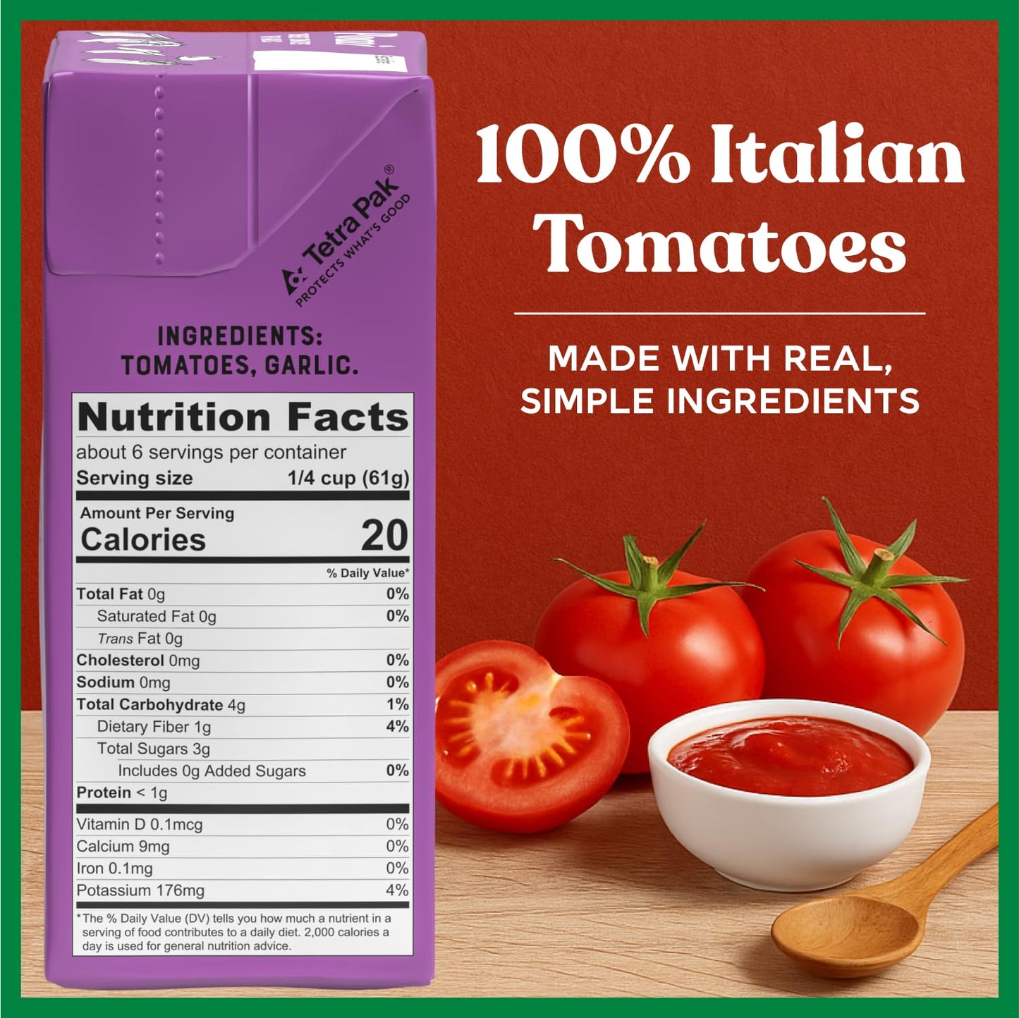 Pomì Crushed Tomatoes with Garlic 13.8oz (Pack of 12) - No Salt Added, No Additives or Preservatives, GMO-Free, Gluten-Free, Made from 100% Fresh Italian Tomatoes, BPA-Free