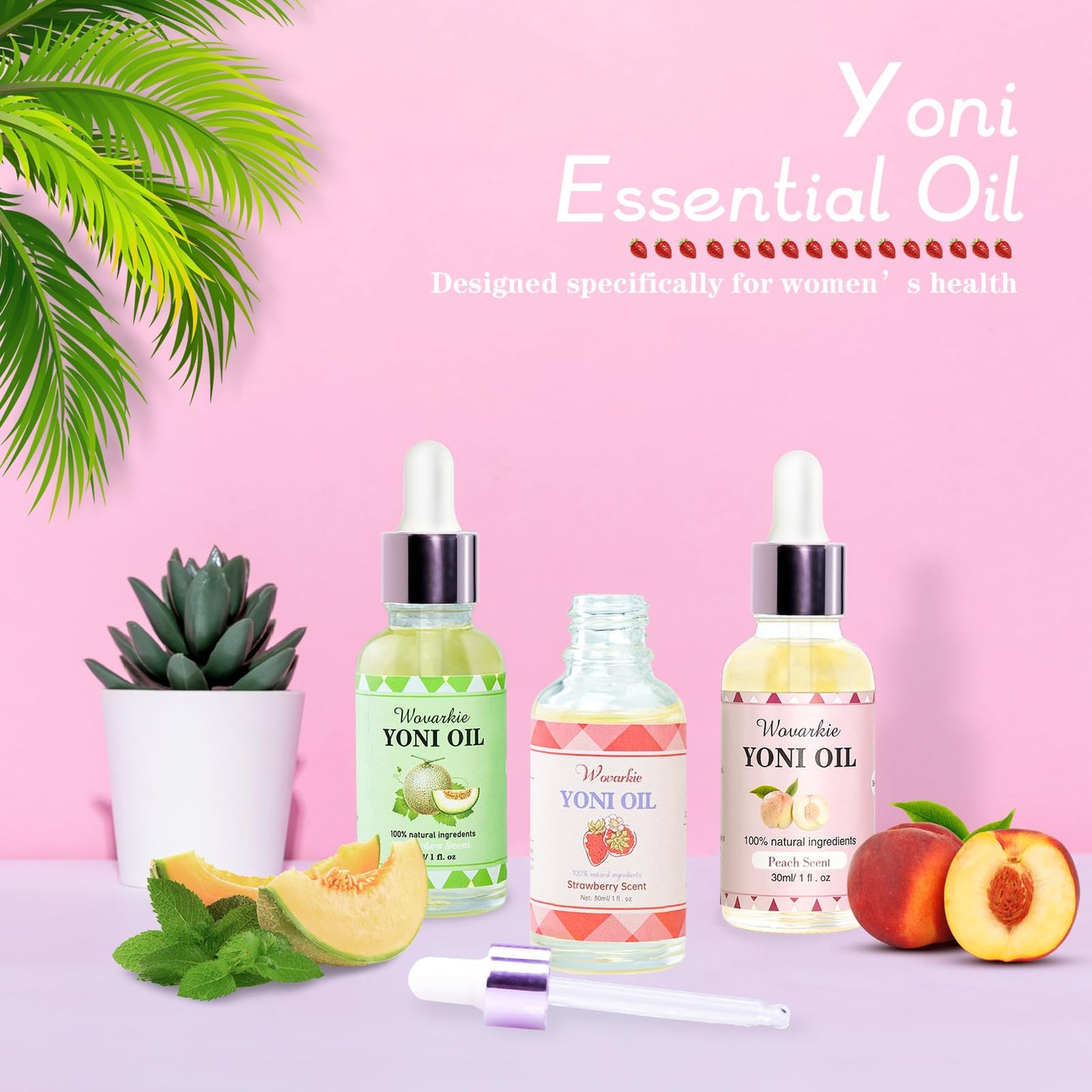 Yoni Oil for Women Set Of 3, 100% Natural Feminine Oil Deodorant for Women, Eliminates Odor and Ph Balanced, Feminine Serum Made with Pure Natural Essential Oils (1 fl oz/30 ml)