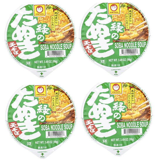Japanese Instant Noodle Bowl Variety Pack, Soba Soup Set, Midori Tanuki, 4 Bowls Total, Made in Japan,Yummy-Yamaguchi