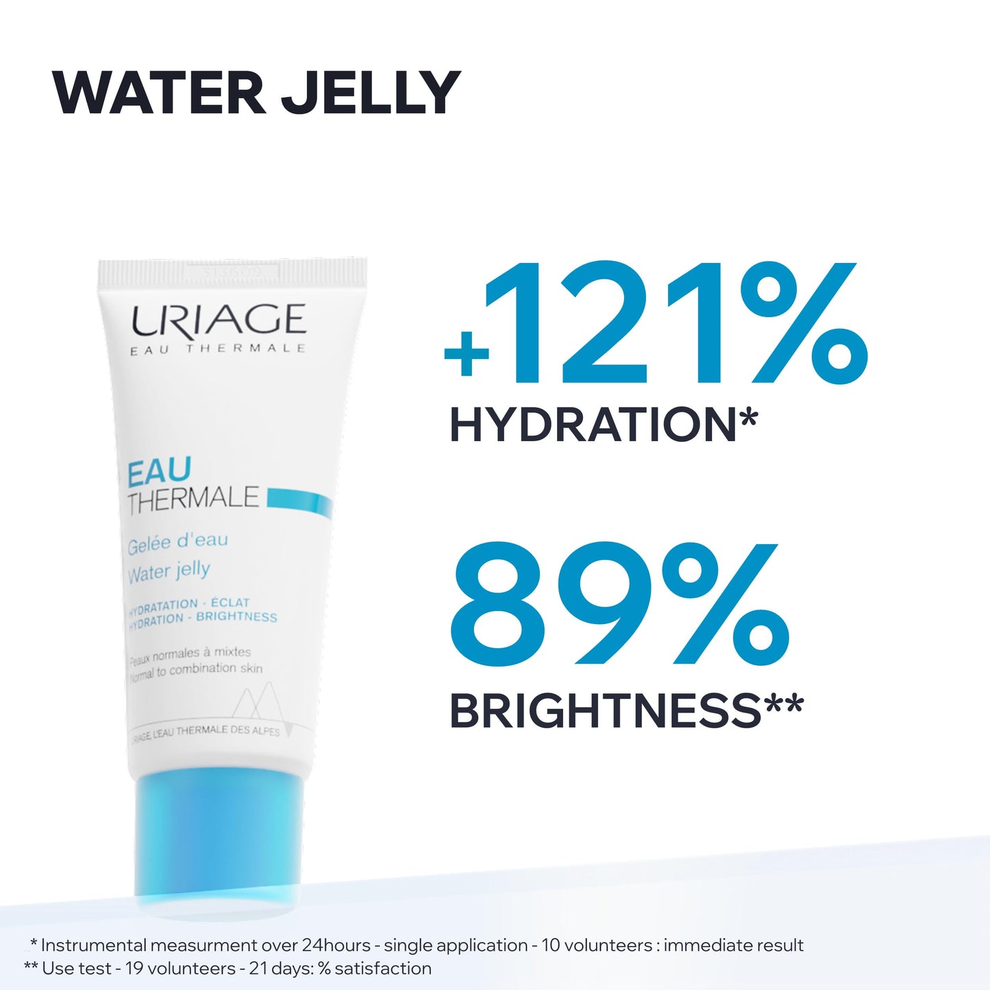 Uriage Eau Thermale Moisturizing Face Gel With Hyaluronic Acid, 24H Intense Hydration, Fresh Lightweight Unisex Gel For Combination/Oily Skins, Lovely Floral Scent, Non-Comedogenic