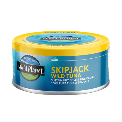 Wild Planet Skipjack Wild Tuna, Sea Salt, Canned Tuna, Pole & Line Sustainably Wild-Caught, Non-GMO, Kosher, 5 Ounce Can (Pack of 12)