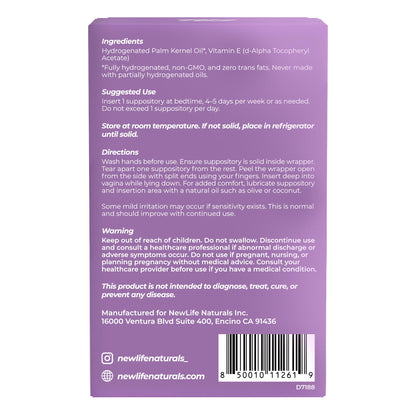 NewLife Naturals Vitamin E Vaginal Suppositories Moisture & Hydration Support – ESoothe Ultra 100IU 2.5X More – Feminine Intimate Comfort Inserts – 30 Day Supply USA