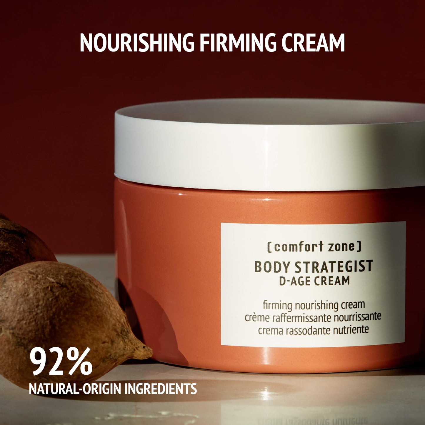 Body Strategist D-Age Cream, Firming Body Lotion, Elasticizing Toning Treatment, Organic Tamanu Oil, Anti-Aging for Loss of Firmness, Dry Skin, Vegan, Made in Italy, 6.36 Oz