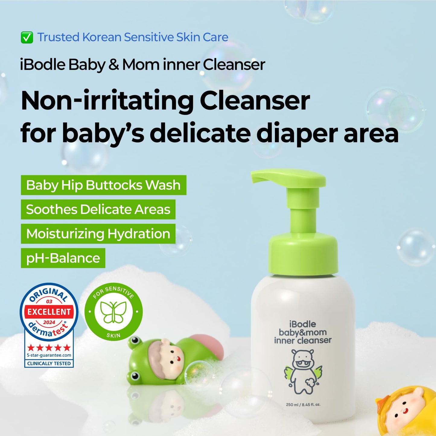 Baby & Mom Intimate Wash – Gentle Antibacterial Cleanser for Delicate Areas, pH-Balanced, Deodorizing, Soothing Foam Care for Sensitive Skin, 8.45 fl oz