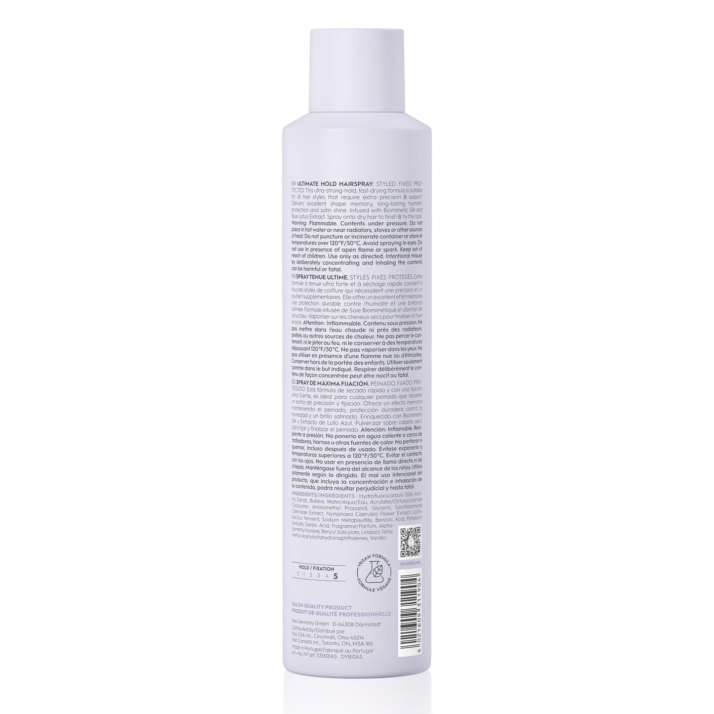 Kerasilk Ultimate Hold Hairspray for Ultra-Strong Hold & Shine, Vegan and Sulfate-Free, 300 ml