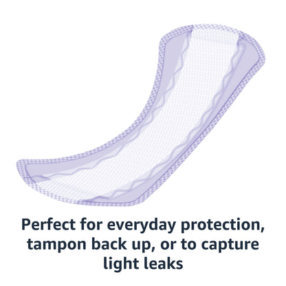 Amazon Basics Daily Pantiliner, Long Length, Feminine Pads for Women, Unscented, Comfortable Thin, 120 Count (3 Packs of 40) (Previously Solimo)