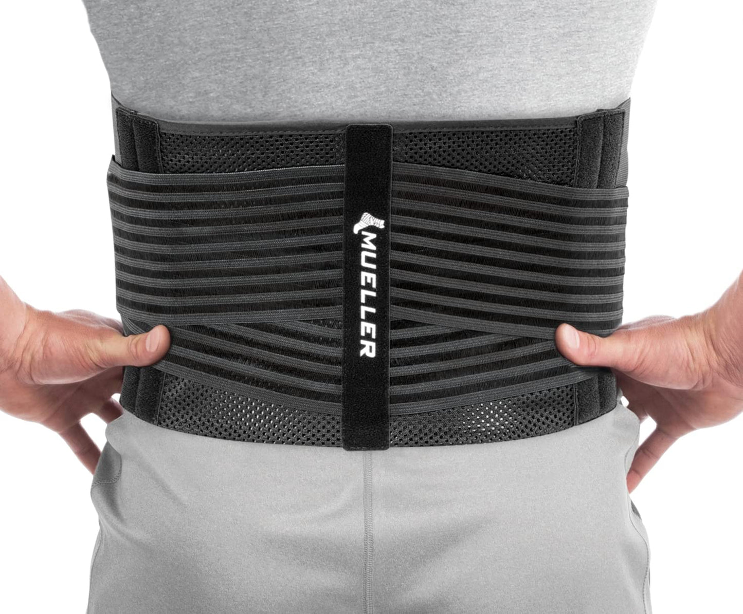 MUELLER Esports Medicine 4-in-1 Lumbar Back Brace with Hot/Cold Pack, Belt, Back Pain Relief Support for Men and Women, Ideal for Upper and Lower Back Pain, Sciatica, Black