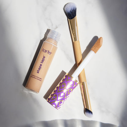tarte shape tape concealer & brush – Instant Full Coverage for Under Eye, Dark Circles, Fine Lines, Redness & Discoloration, Dermatologist-Tested, Vegan, Cruelty Free