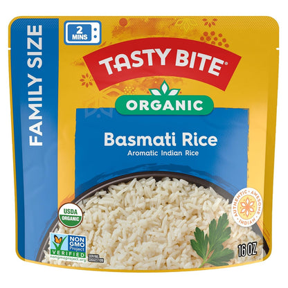 Tasty Bite Organic Basmati Rice, Family Size 16 Ounce, Ready to Eat, Microwavable, Vegan, Gluten-Free (Pack of 6)