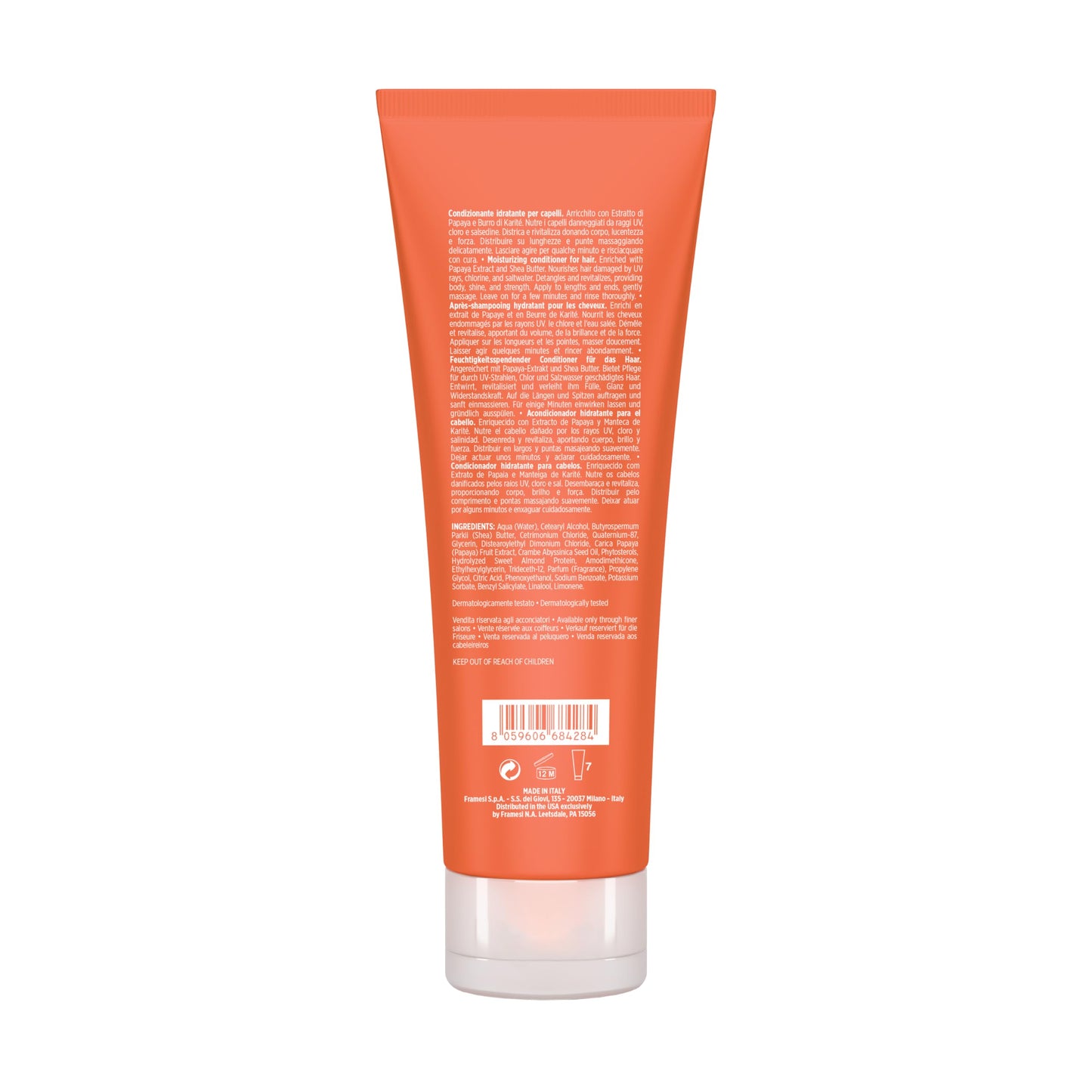 FRAMESI Morphosis SUN Conditioner, Defends Against UV Rays, Chlorine Damage, and Salt, Moisturizes and Restores Hair Hydration, Natural Ingredients, Color Safe