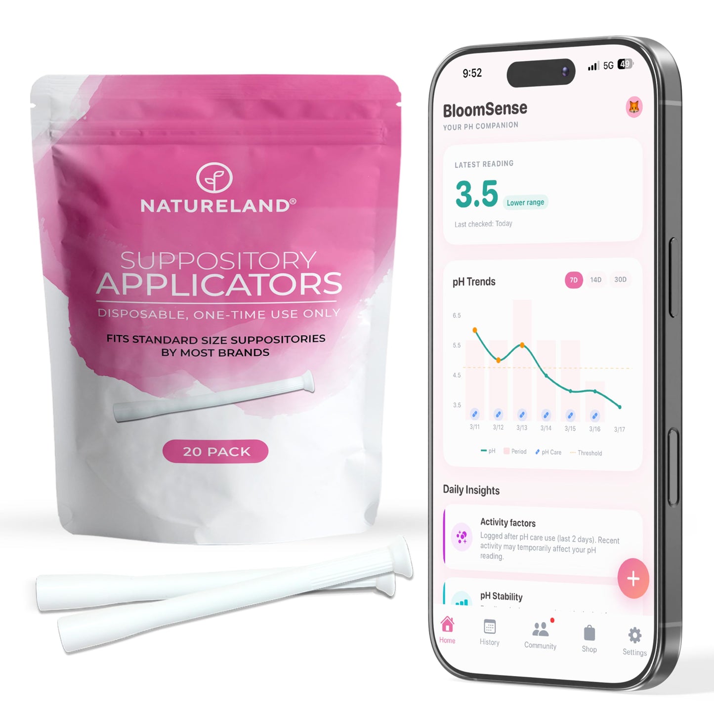 Natureland Personal Suppository Applicators for Women, Individually Wrapped Disposable Applicators with Silky Smooth Comfort Tip, Daily Intimate Care Tool (Large tip applicators, 20 Count (Pack of 1))