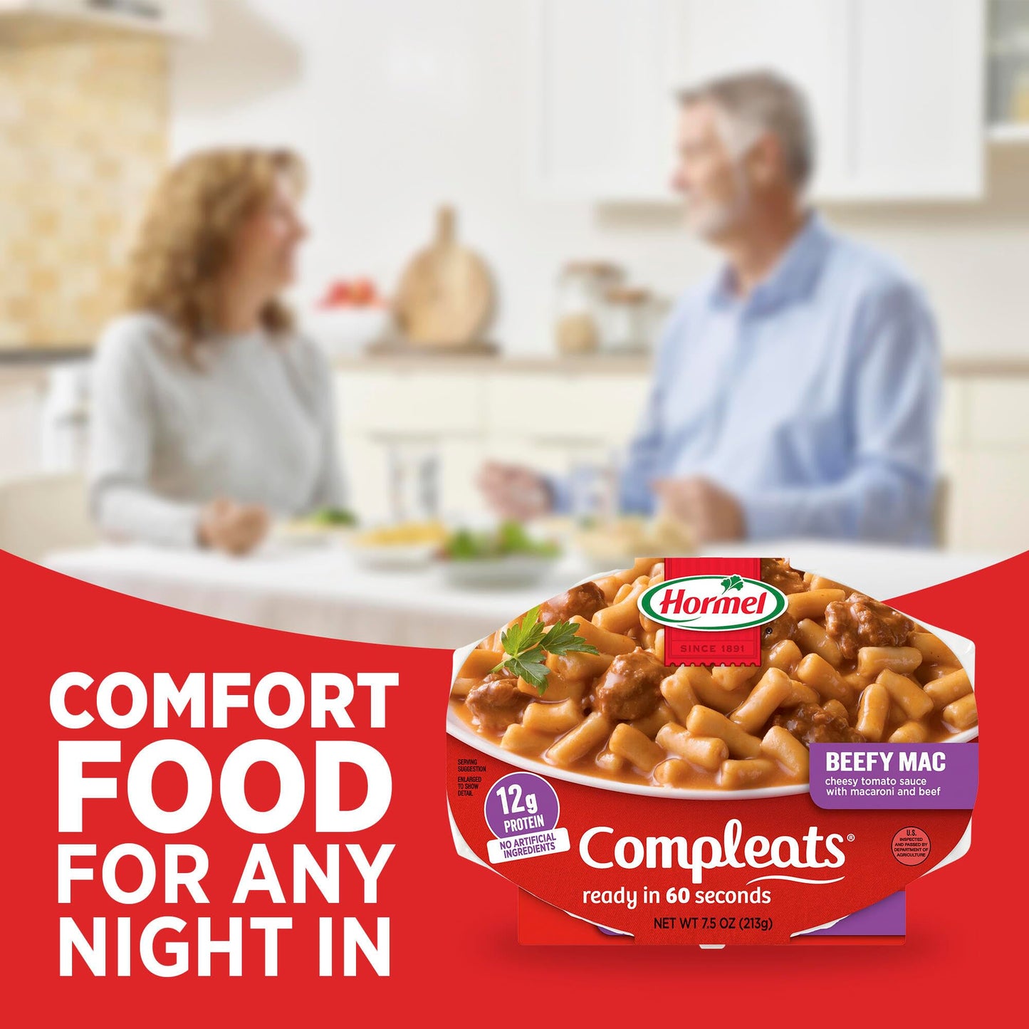HORMEL COMPLEATS Beefy Mac & Cheese Microwave Tray, 7.5 Ounces (Pack of 7)