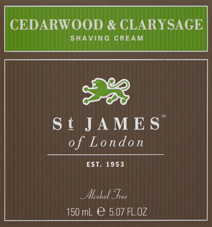 St James of London Cedarwood & Clarysage Shave Cream Jar, 5.07oz