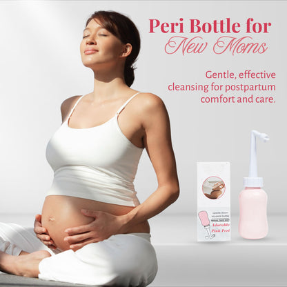 Peri Bottle After Birth Care for Postpartum Essentials Feminine Pink Portable Bidet Water Squeeze Spray Bottle for Pain Relief tears Hemorrhoids with Bottle Cap 300 ml (10 oz)