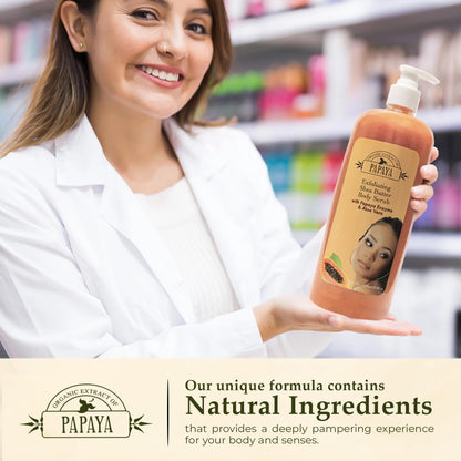 OMIC Organic Extract Of Papaya Exfoliating Body Wash, 33.8 Fl oz 1000ml, with Papaya Oil and Shea Butter